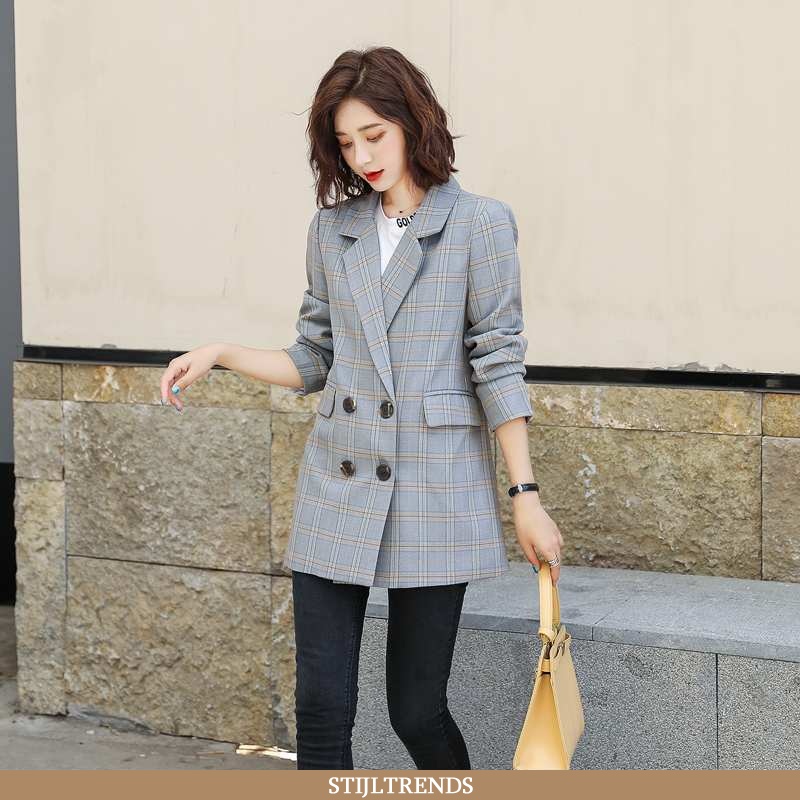 Blazer Dames Pak Trendy Grijs