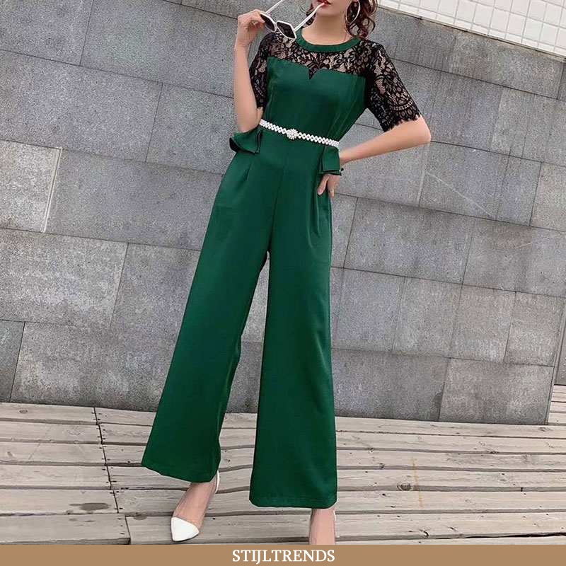 Broek Dames Siamese Broek Kant Hippe Groen