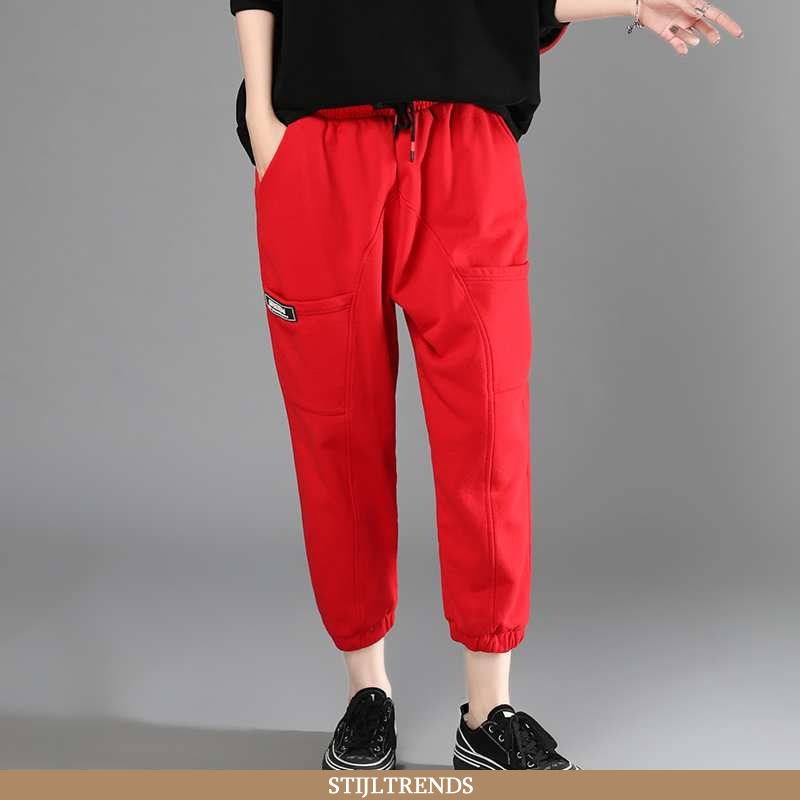 Broek Dames Trendy Mid Taille Rood