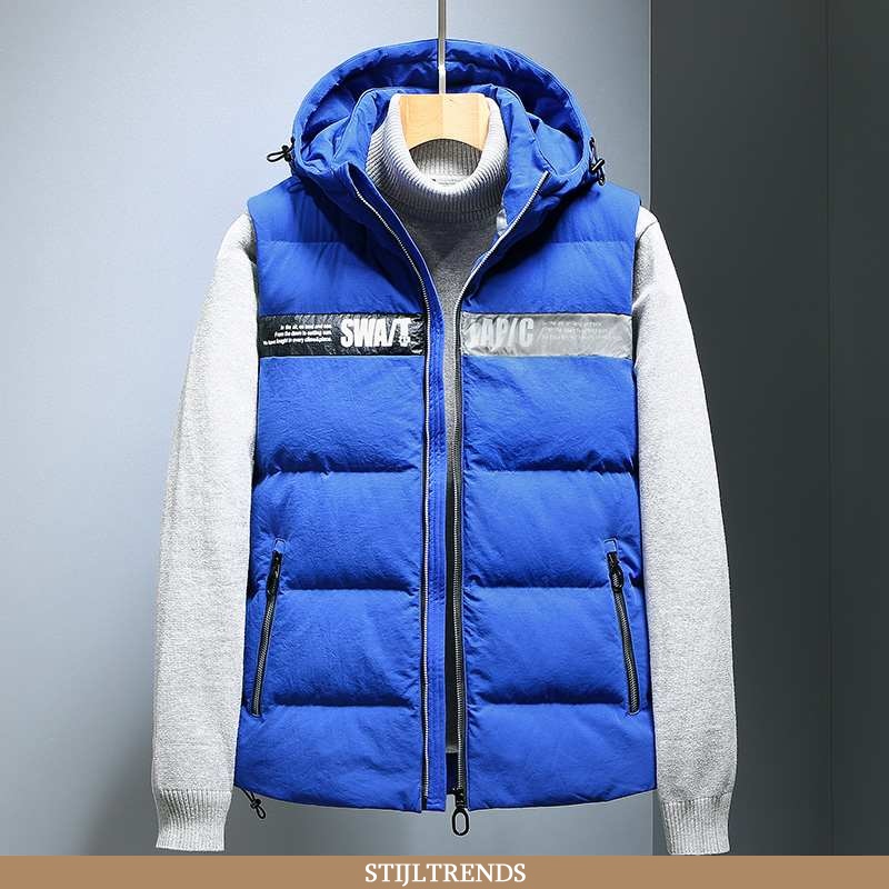 Gilet Heren Jas Dons Winter Blauw