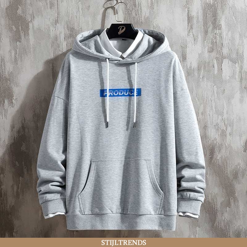 Hoodie Heren Baggy Student Grijs