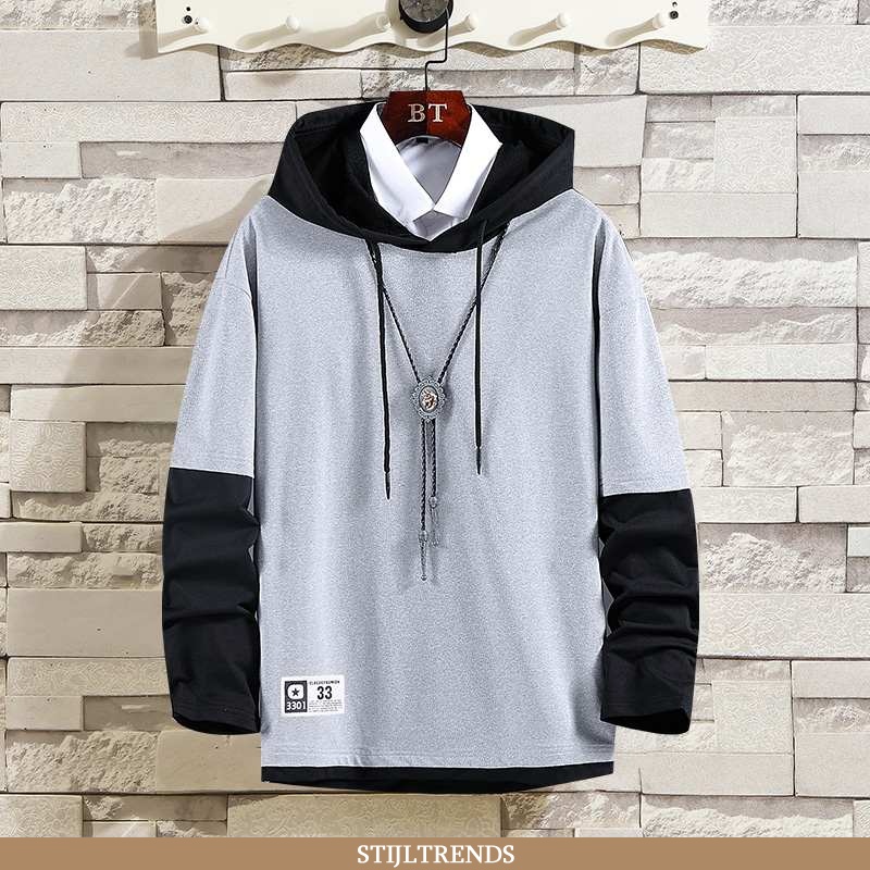 Hoodie Heren Baggy Student Grijs