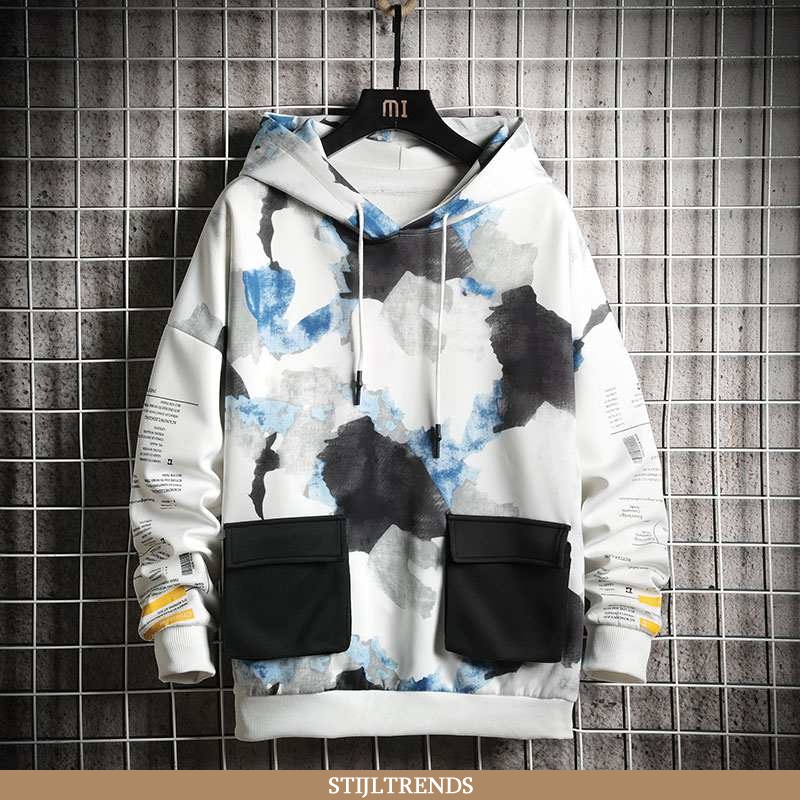 Hoodie Heren Print Mannen Blauwe