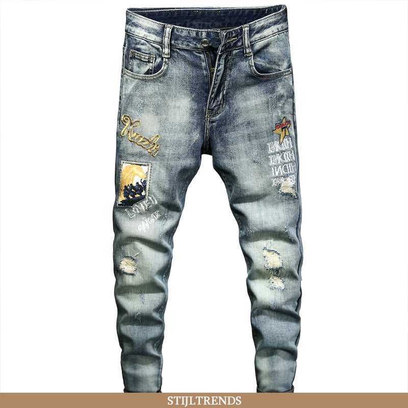 Jeans Heren Broek Broderie Mannen