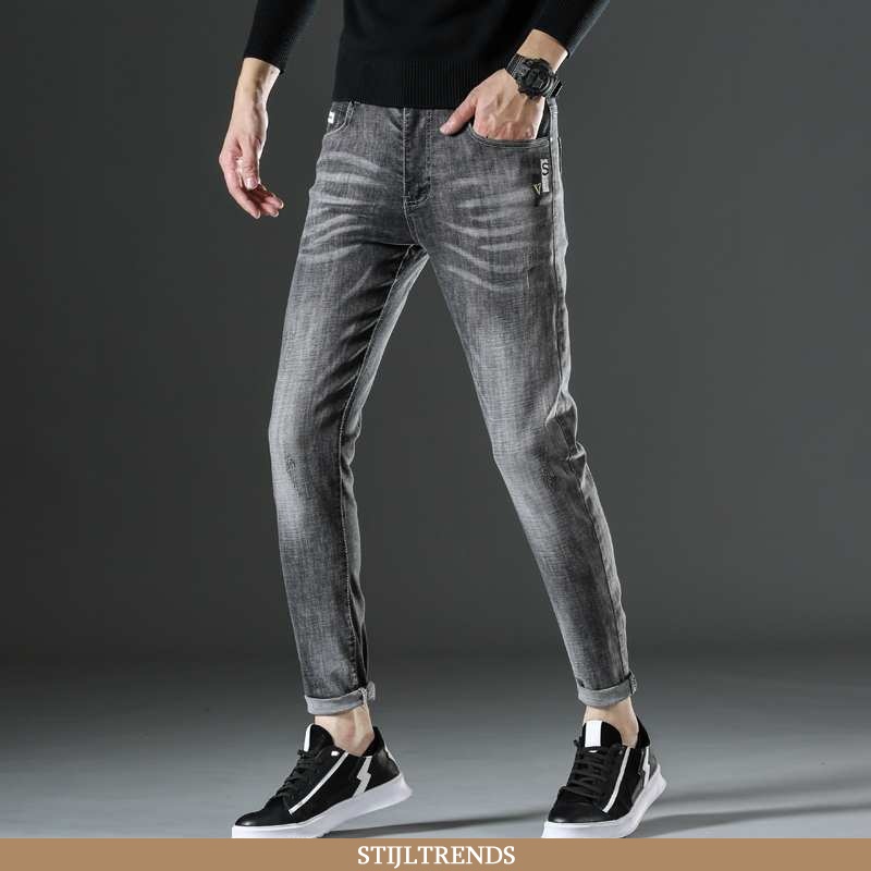 Jeans Heren Broek Straight Grijs