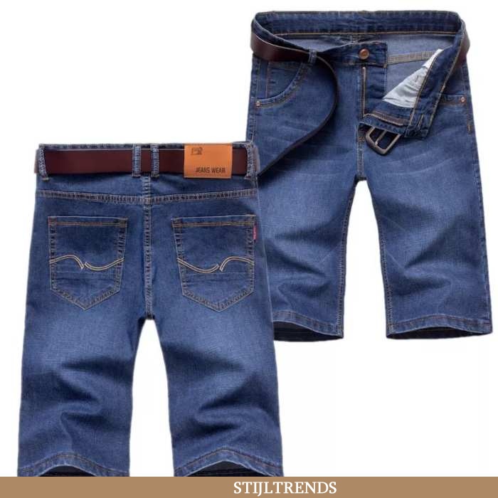 Jeans Heren Korte Broek Denim Baggy Donkerblauw