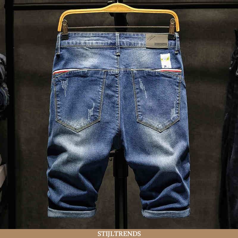 Jeans Heren Spijkerbroek Jeans Met Gaten Blauw