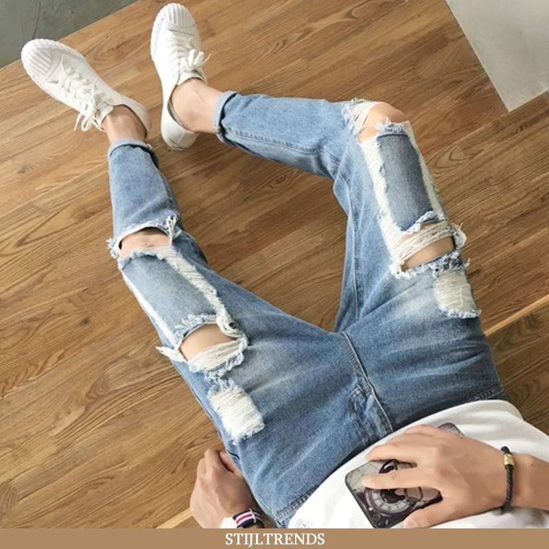 Jeans Heren Spijkerbroek Jeans Slim Fit Lichtblauw