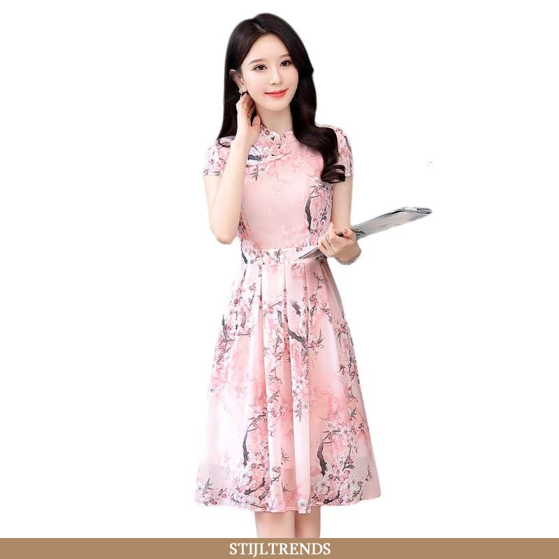 Jurk Dames Cheongsam Elegante Roze