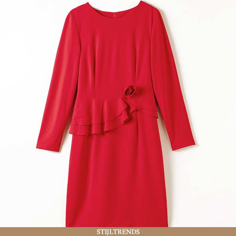 Jurk Dames Lange Effen Kleur Rood