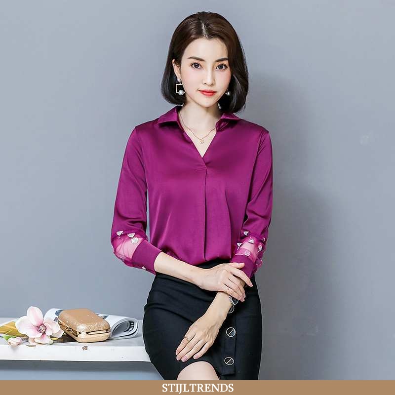 Overhemden Dames Blouse Overhemd Chiffon Hippe Purper