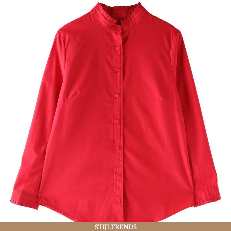 Overhemden Dames Blouse Overhemd Straight Rood