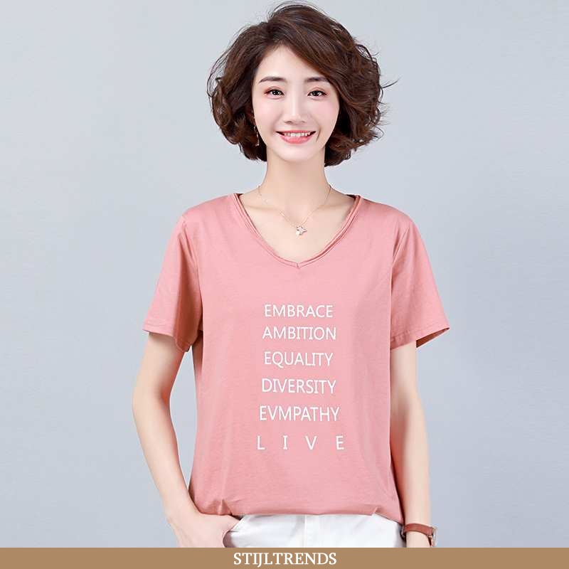 T-shirts Dames Korte Mouw Persoonlijk Roze