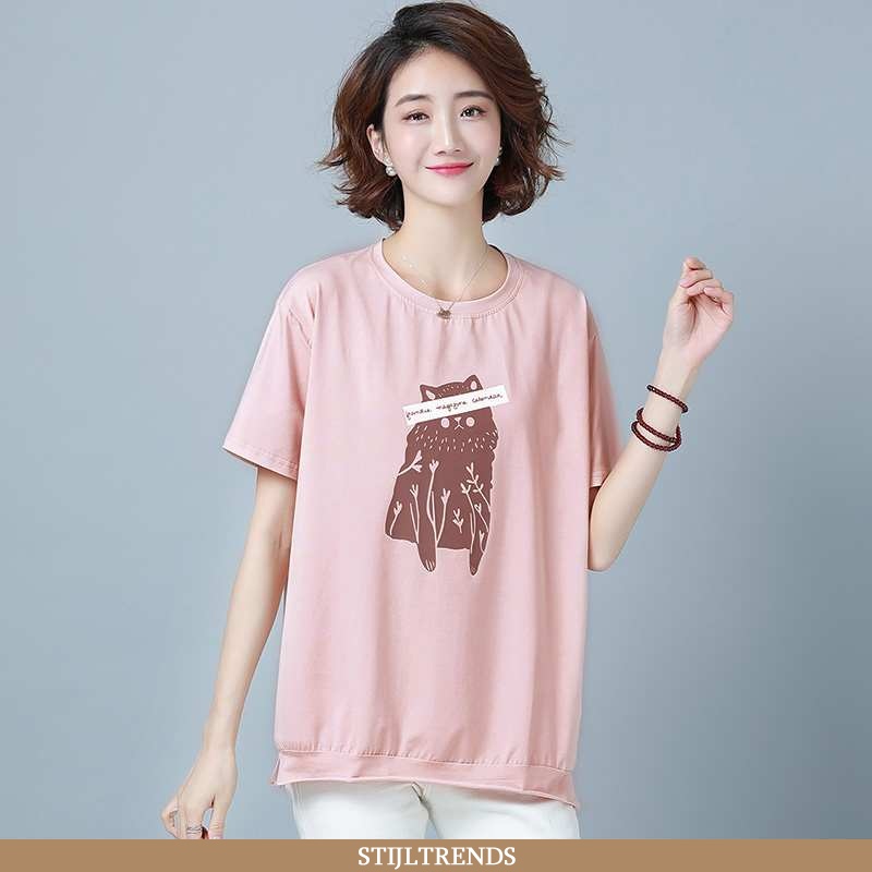 T-shirts Dames Trendy Cartoon Roze