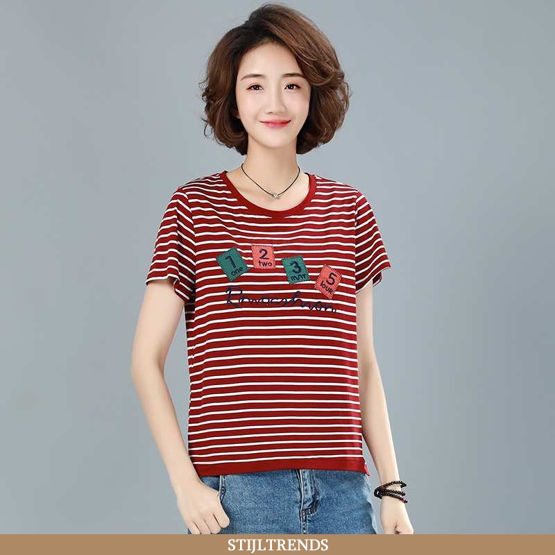 T-shirts Dames Trendy Ronde Hals Rood