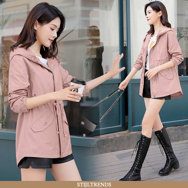 Trenchcoat Dames Casual Elegante Roze