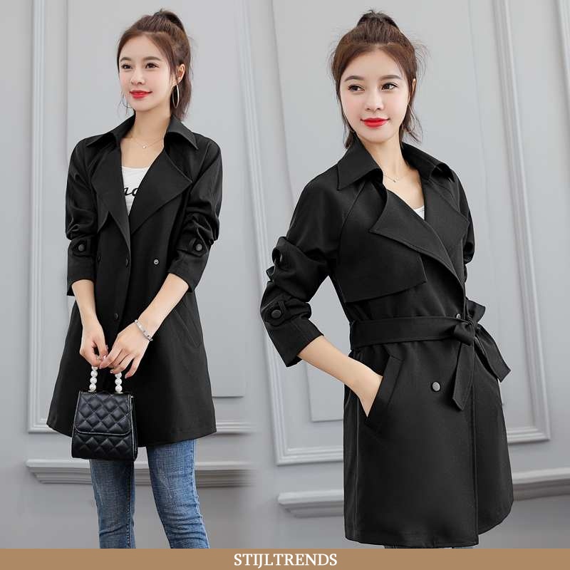 Trenchcoat Dames Casual Elegante Zwarte