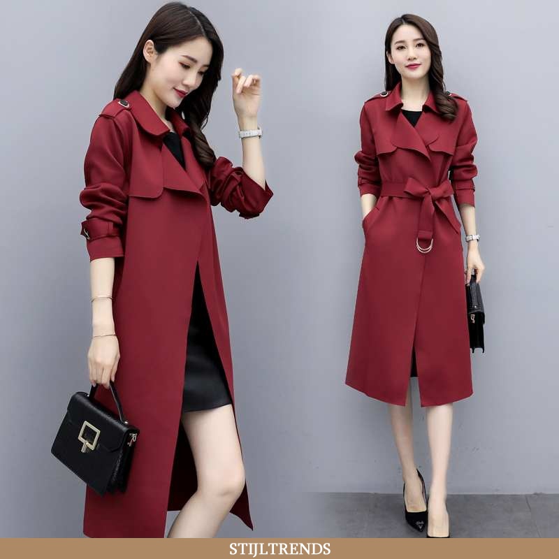 Trenchcoat Dames Hippe Nieuw Bordeaux