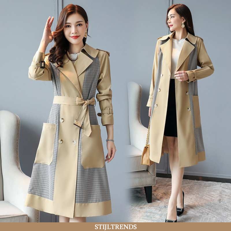 Trenchcoat Dames Lange Mouwen Gemiddelde Khaki