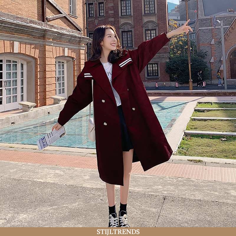 Trenchcoat Dames Lange Nieuw Bordeaux