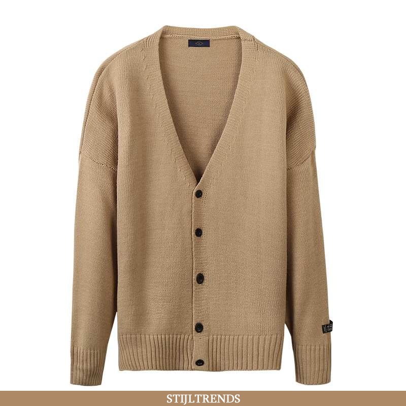 Trui Heren Cardigan Gebreide Herfst Khaki