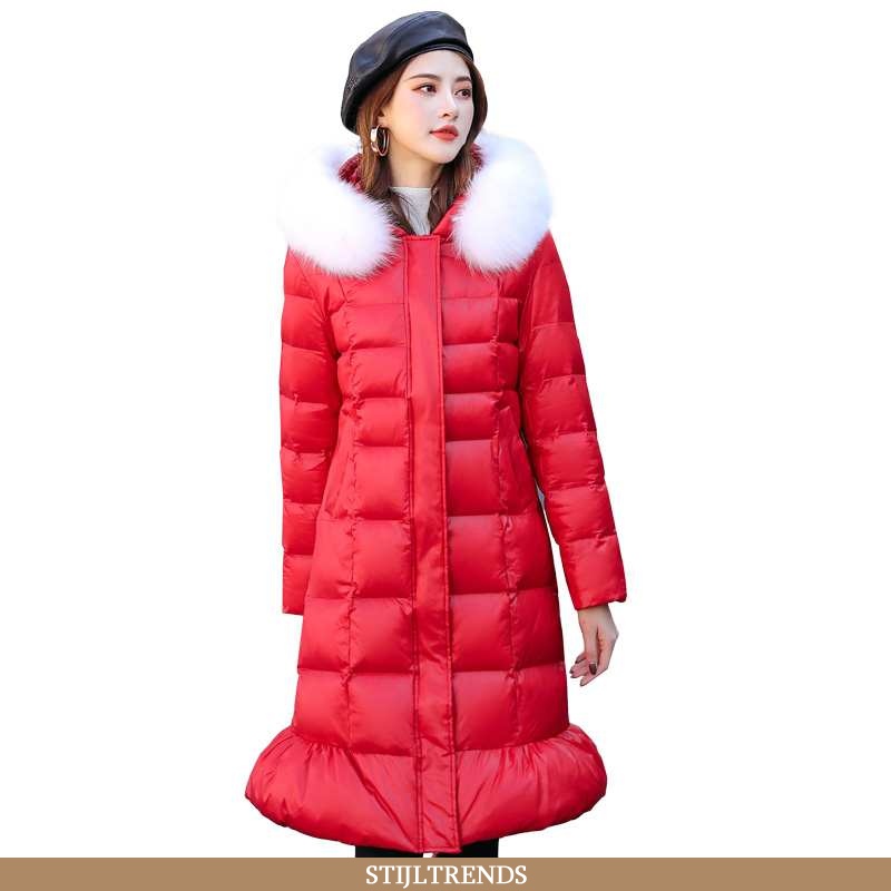 Winterjas Dames Katoenen Jas Comfort Rood