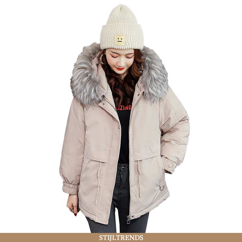 Winterjas Dames Trendy Effen Kleur Beige