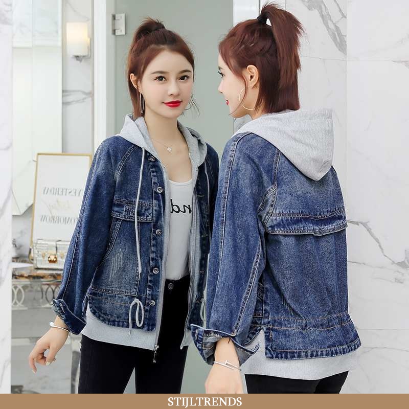 Wollen Jas Dames Hoodie Denim Hippe Persoonlijk